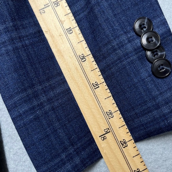 JOS A BANK 1905 Mens Plaid Blazer Jacket Wool Spandex Blue Size 38 Short - Picture 6 of 14